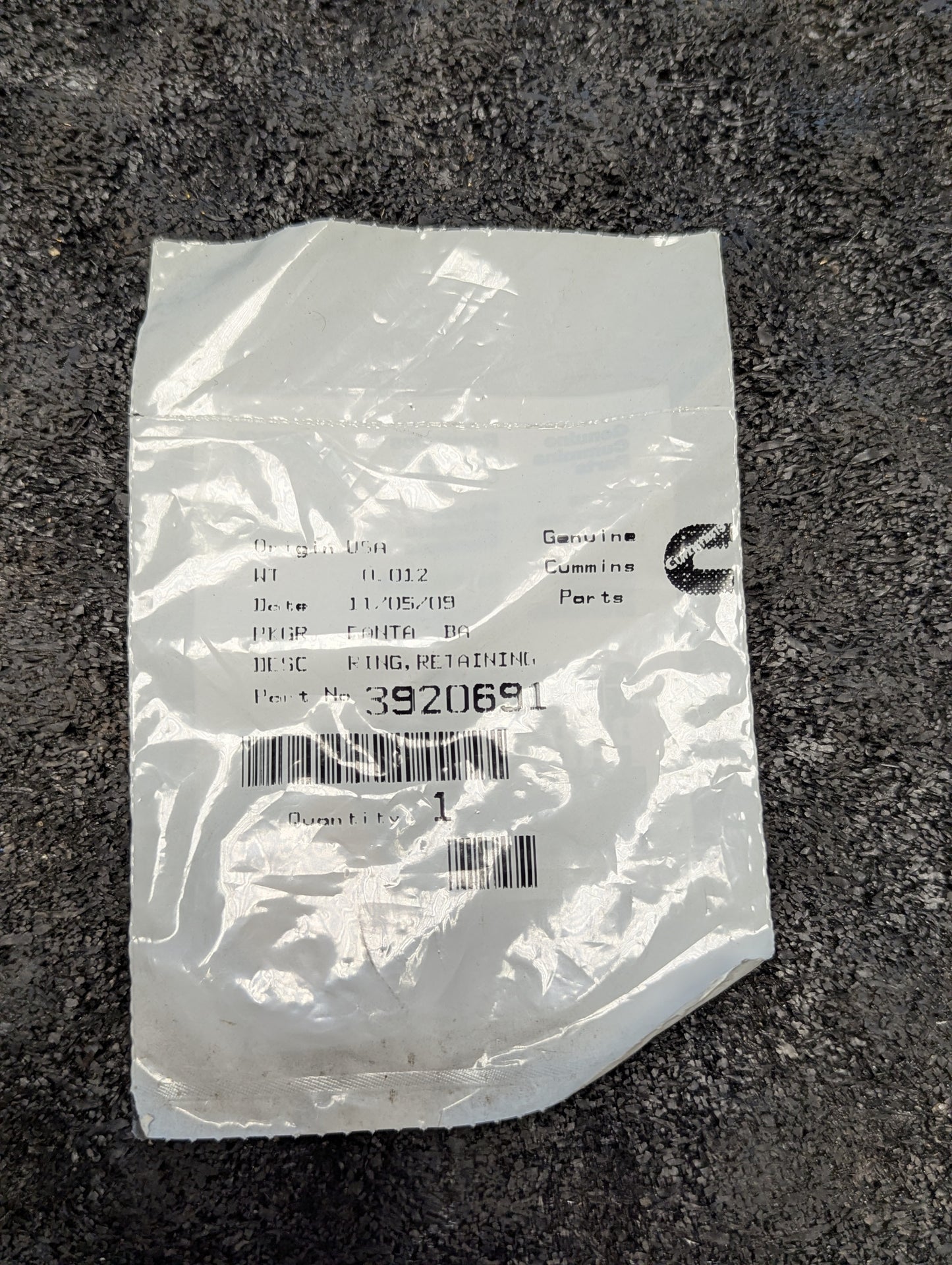 Cummins Retaining Ring 3920691