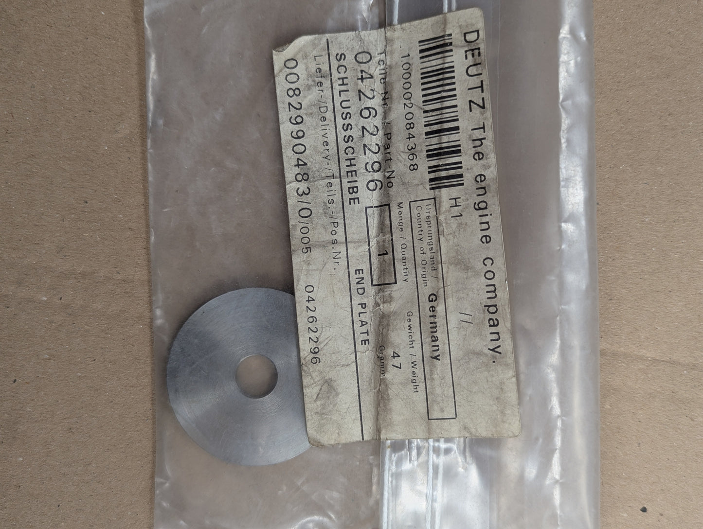 Deutz End Plate 0426-2296