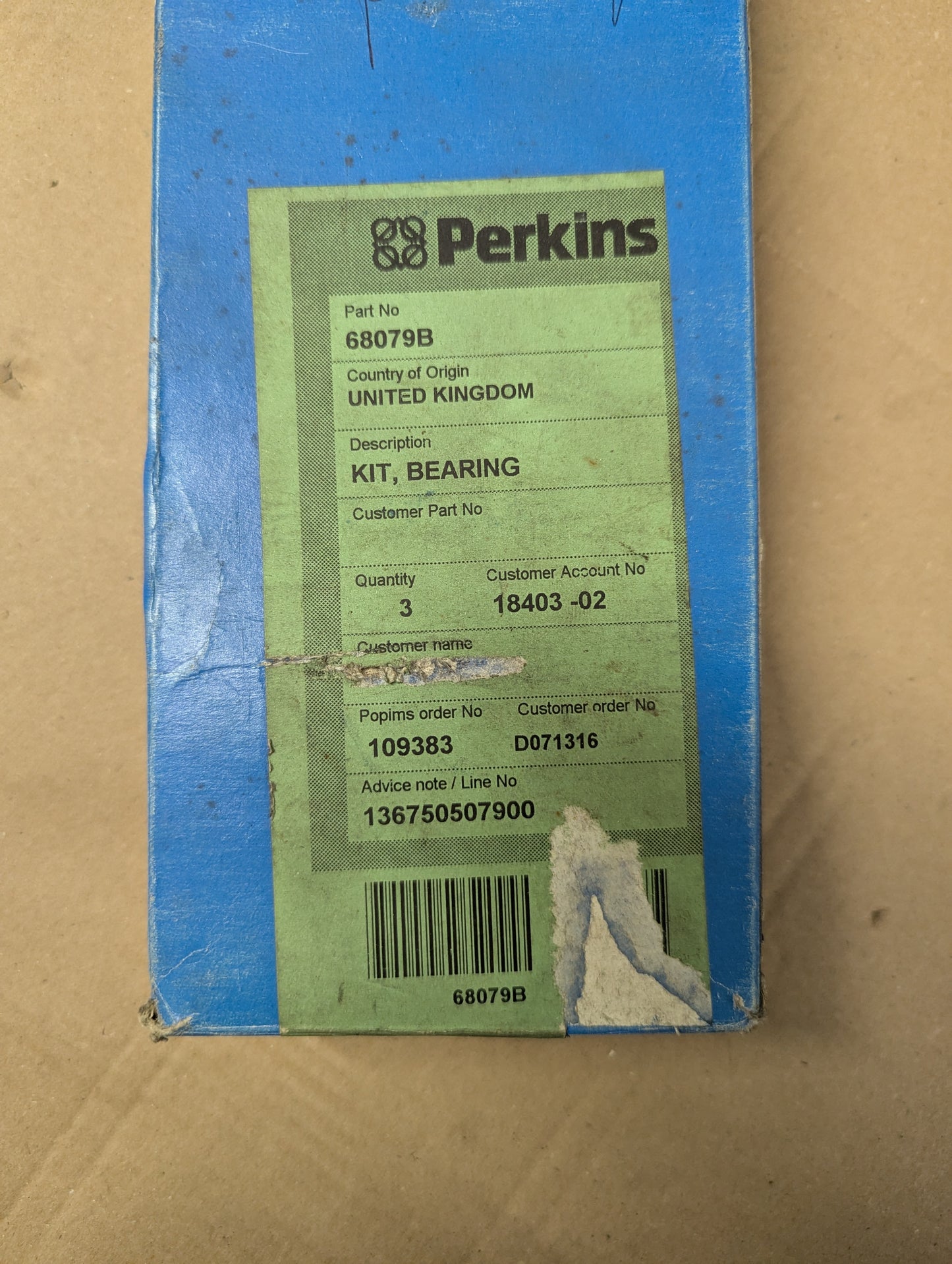 Perkins Bearing Kit 68079B