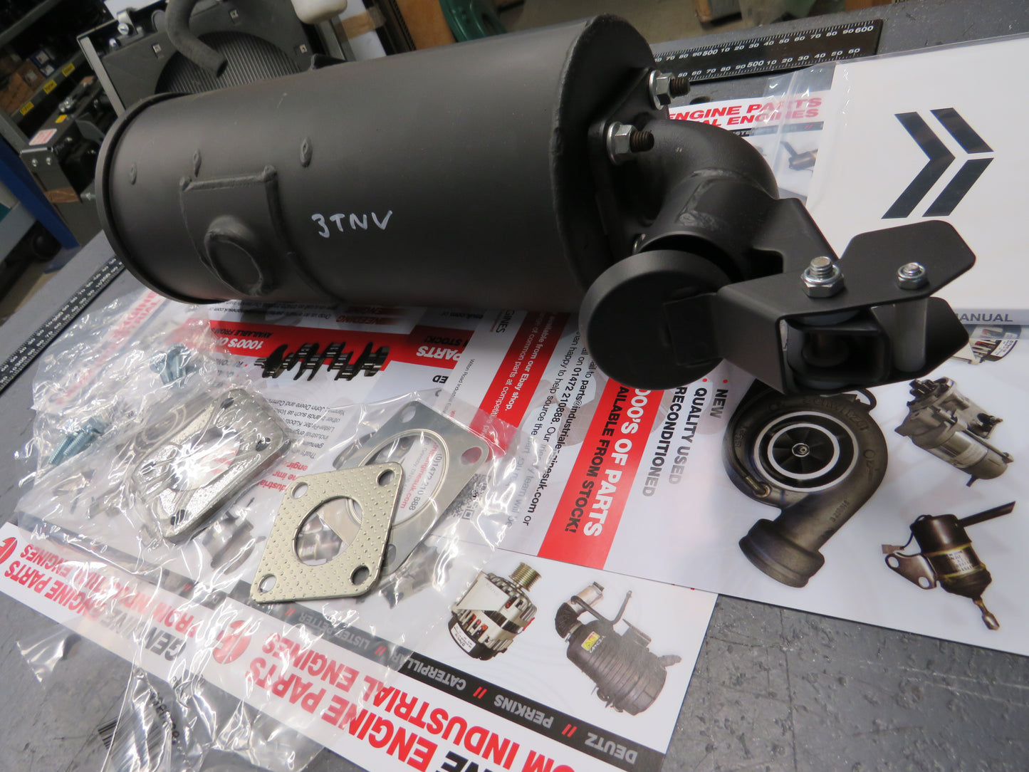 Yanmar 3TNV Exhaust Muffler / Silencer & tailpipe/rain flap
