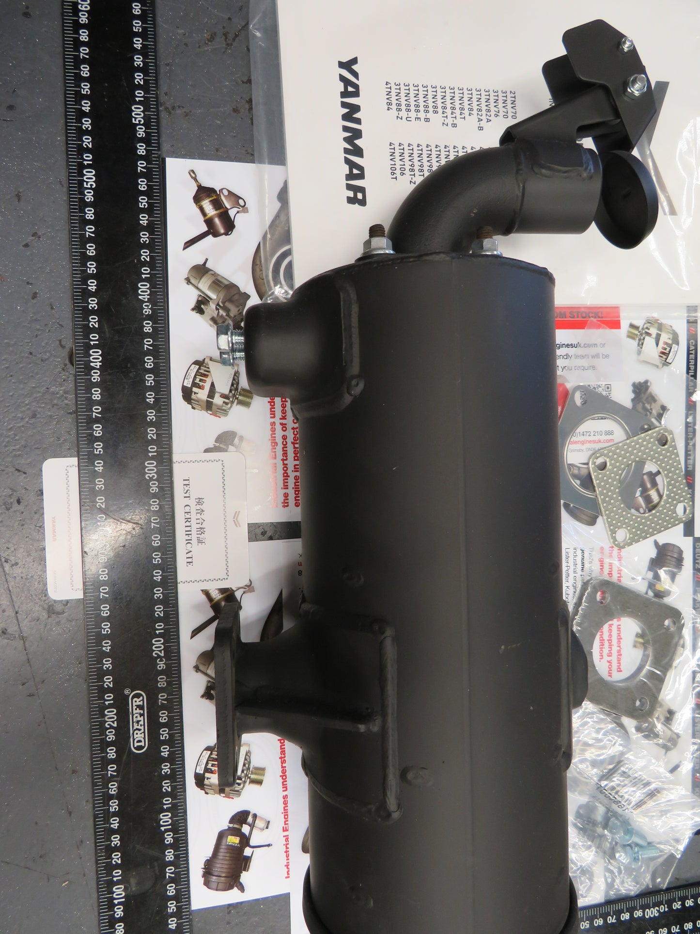 Yanmar 3TNV Exhaust Muffler / Silencer & tailpipe/rain flap