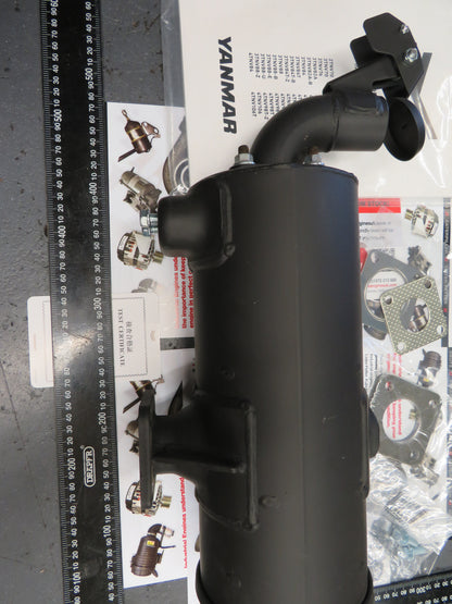 Yanmar 3TNV Exhaust Muffler / Silencer & tailpipe/rain flap