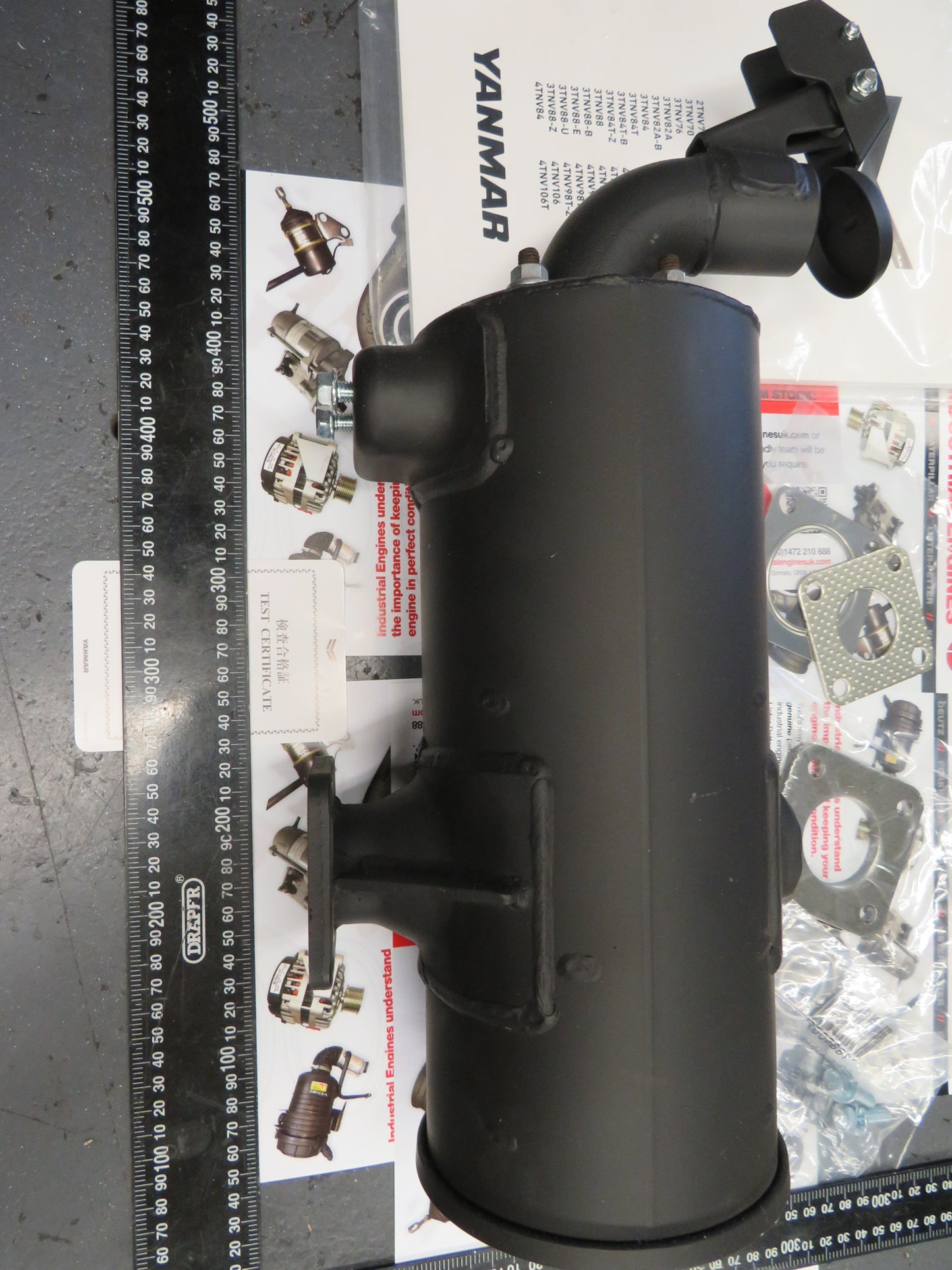 Yanmar 3TNV Exhaust Muffler / Silencer & tailpipe/rain flap