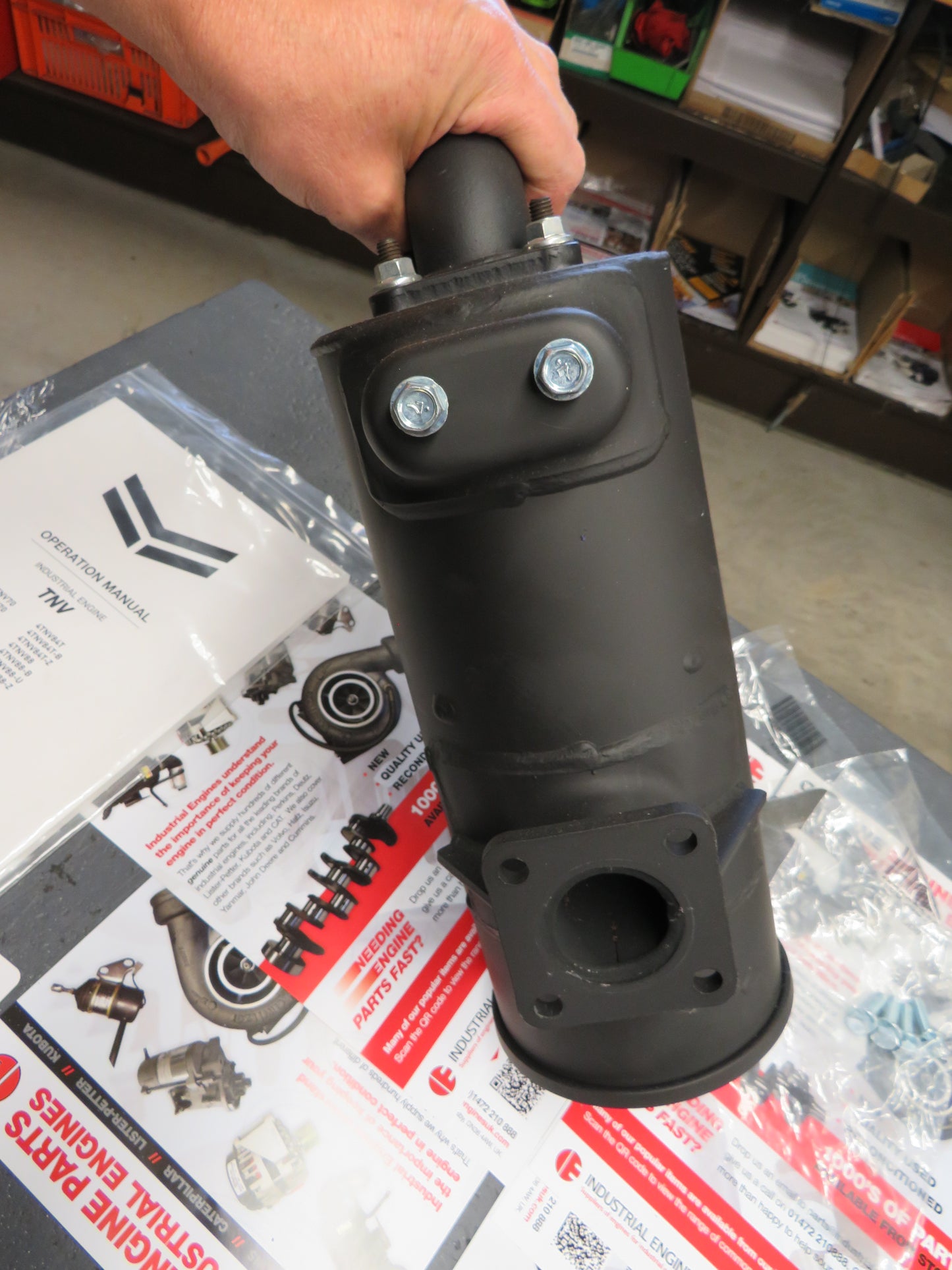 Yanmar 3TNV Exhaust Muffler / Silencer & tailpipe/rain flap