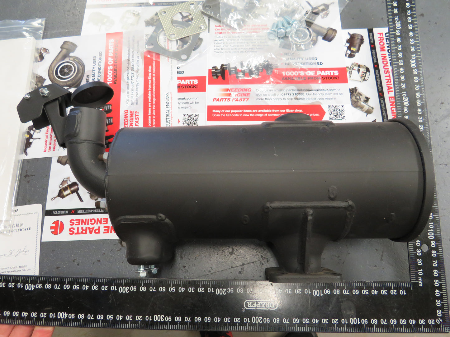 Yanmar 3TNV Exhaust Muffler / Silencer & tailpipe/rain flap