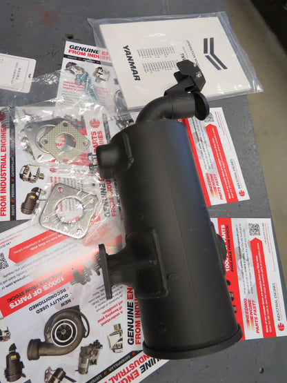 Yanmar 3TNV Exhaust Muffler / Silencer & tailpipe/rain flap