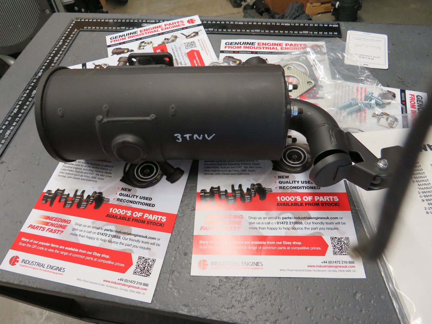 Yanmar 3TNV Exhaust Muffler / Silencer & tailpipe/rain flap