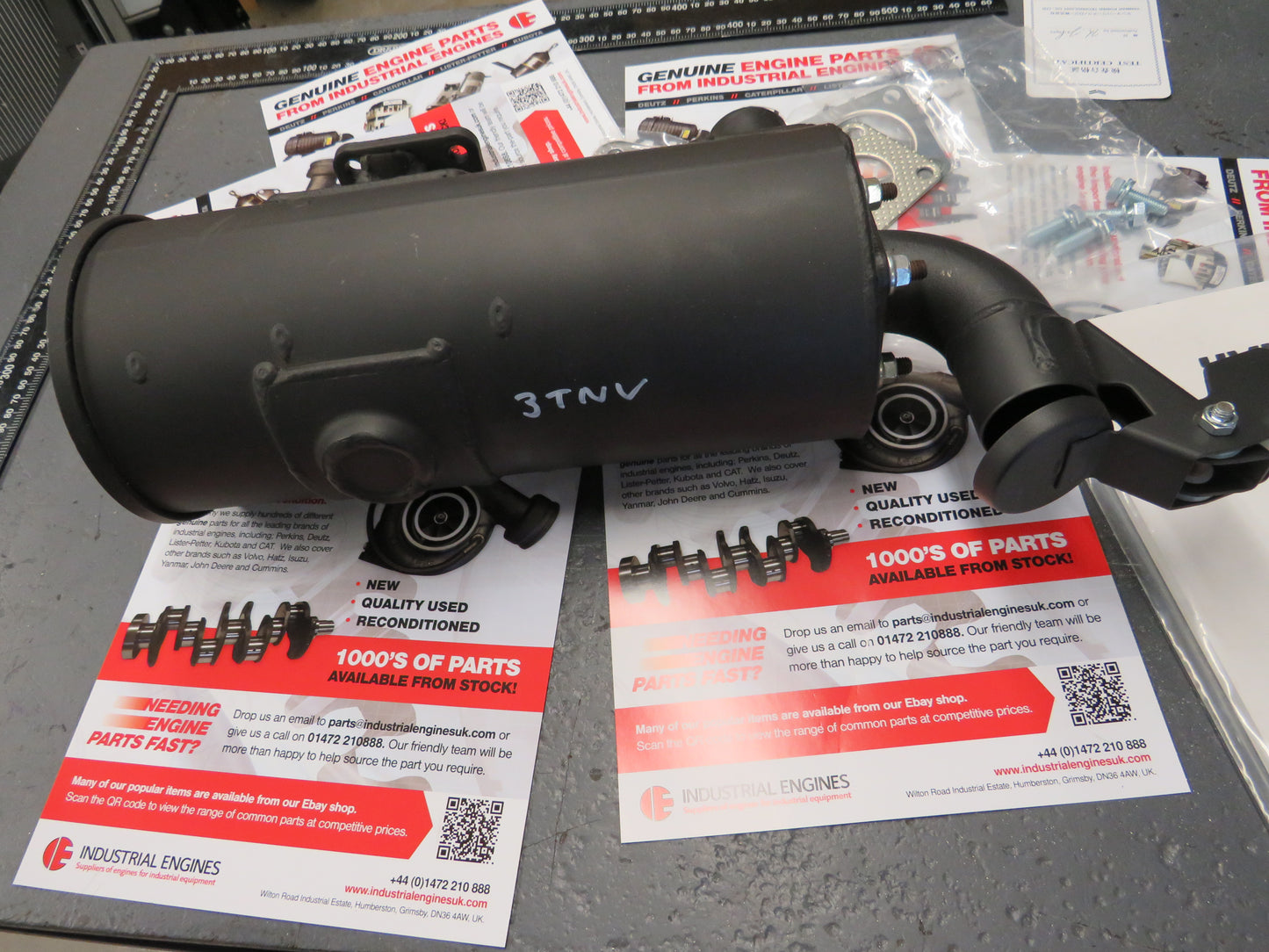 Yanmar 3TNV Exhaust Muffler / Silencer & tailpipe/rain flap