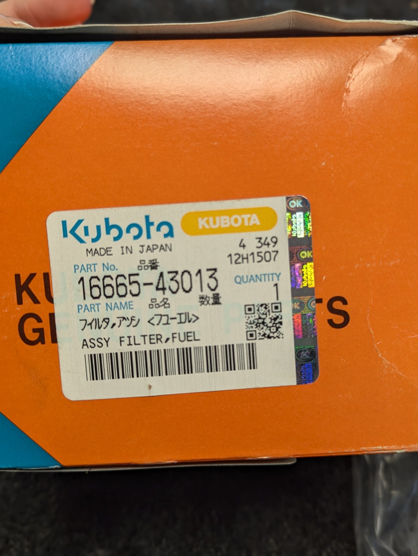 Kubota Fuel Filter Assembly 16665-43013